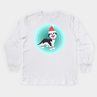 Christmas Husky Kids Long Sleeve T-Shirt